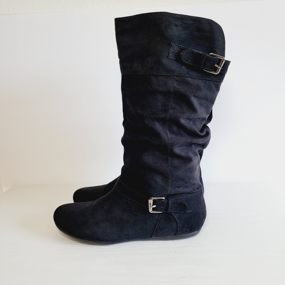 Report Footwear Flat Black Suede Mid-Calf Boot with buckle detail - Picture 7 of 11